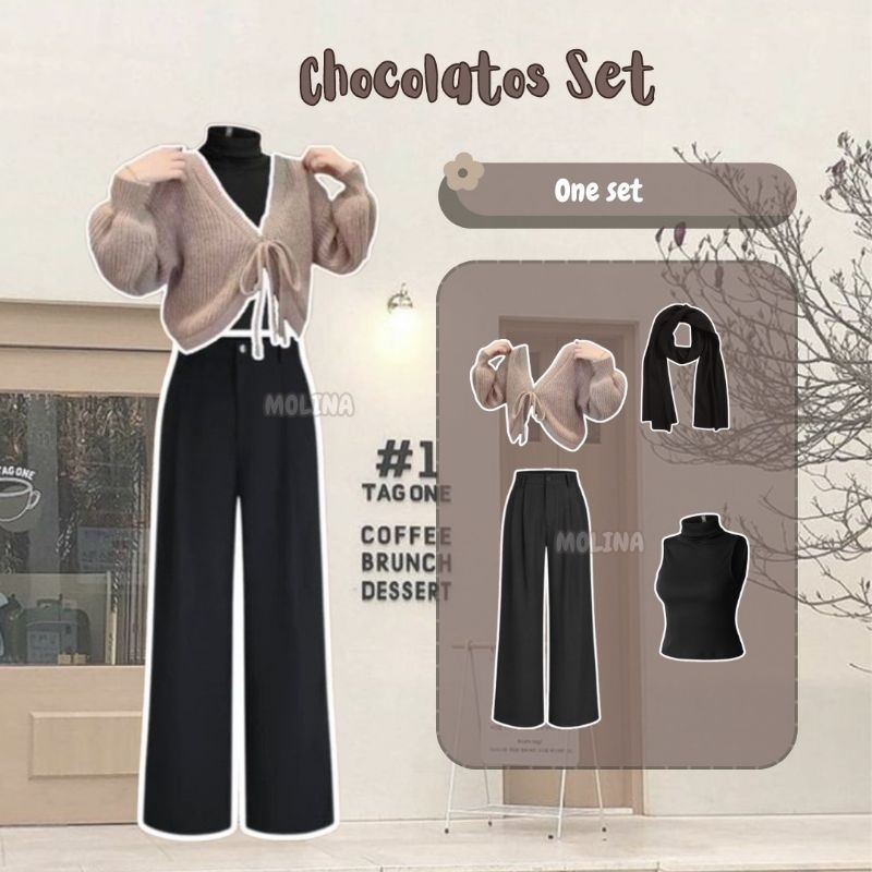 SET07 - ONESET 3in1, Outfit Korea, Set Korea, Ootd Korea, Cardigan tali