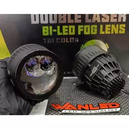 FOGLAMP AES FX 3 COLOR DOUBEL LASER 3 INCH BLUE LENS UNTUK SEMUA MOBIL