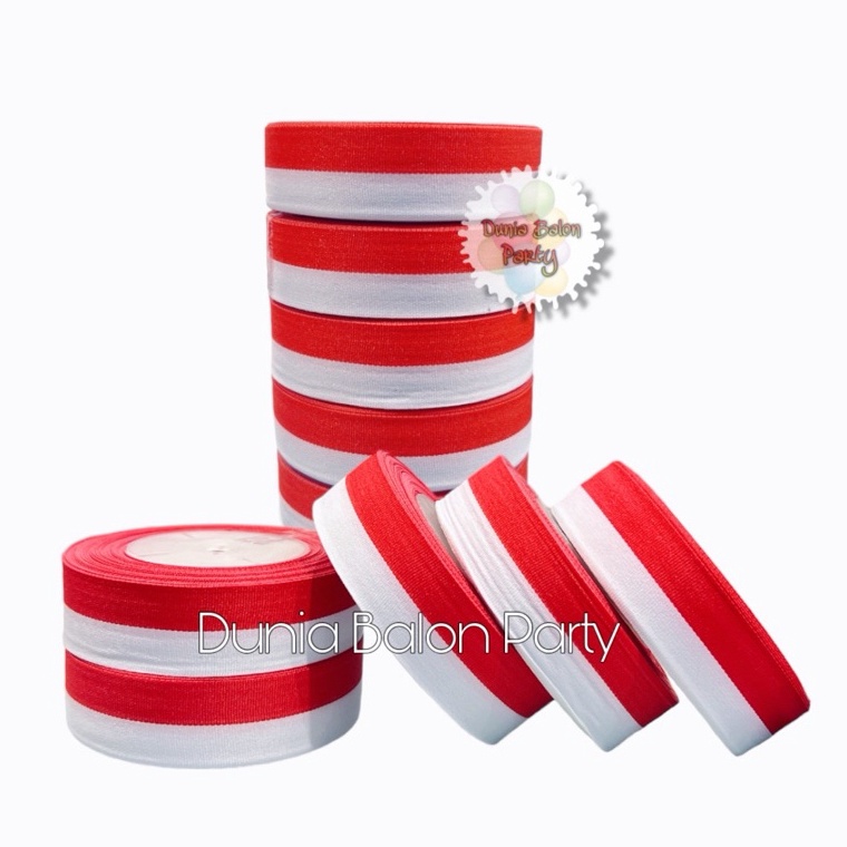 

1 ROLL Pita Satin Merah Putih 1 Inch Pita Merah Putih 25 Cm
