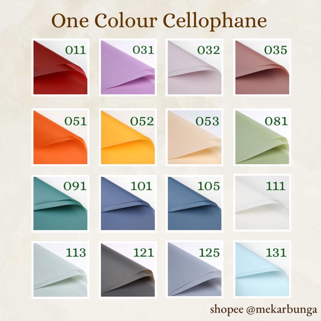 

SUPER SALE 31 Warna K 32 Lembar Kertas Bunga Cellophane 1 Warna Korean Flower Wrapping Waterproof Buket Bunga