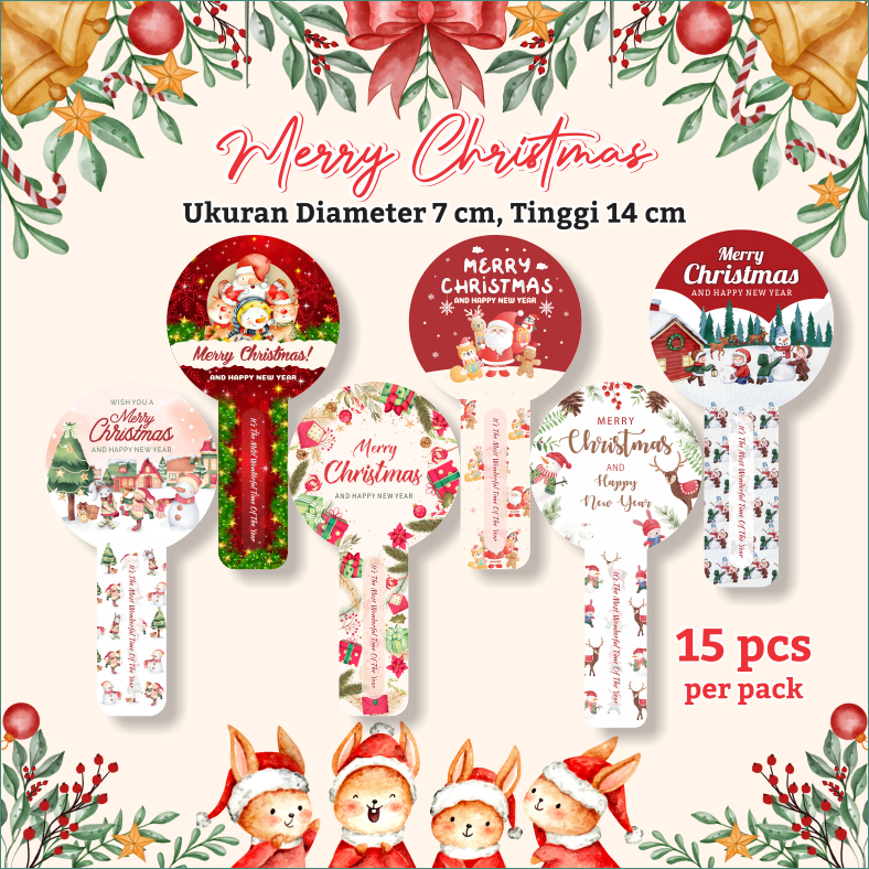 

(Isi 15 pcs) Sticker Toples Natal Christmas Stiker Label Kue Kering Jar Xmas / Stiker Lidah Natal