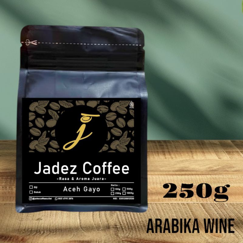 

Kopi Arabika Aceh Gayo Wine 250 gr Biji dan Bubuk - Jadez Coffee