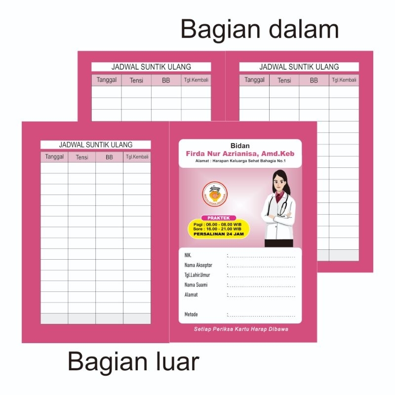

KARTU KB LIPAT BIDAN 10 pcs ( custom nama )
