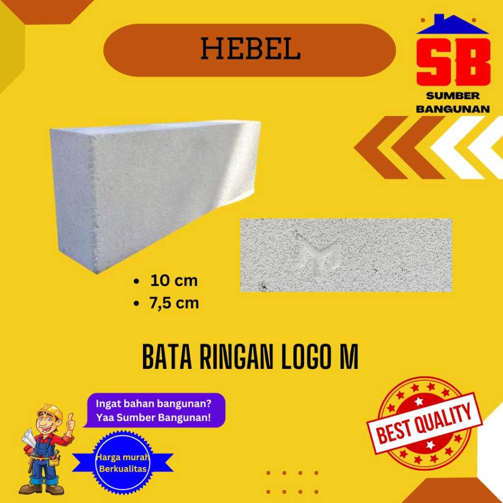 HEBEL BATA RINGAN 10 CM 7,5 CM 7.5 10CM UKURAN FULL 1 KUBIK M3 / DO - 1 M3