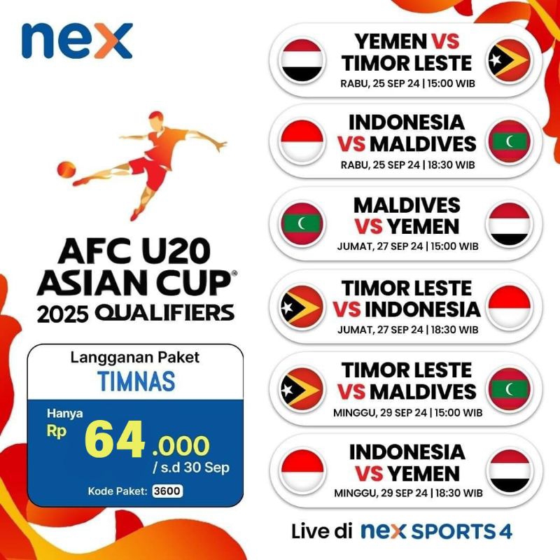 Paket Receiver TV Nex Parabola Timnas