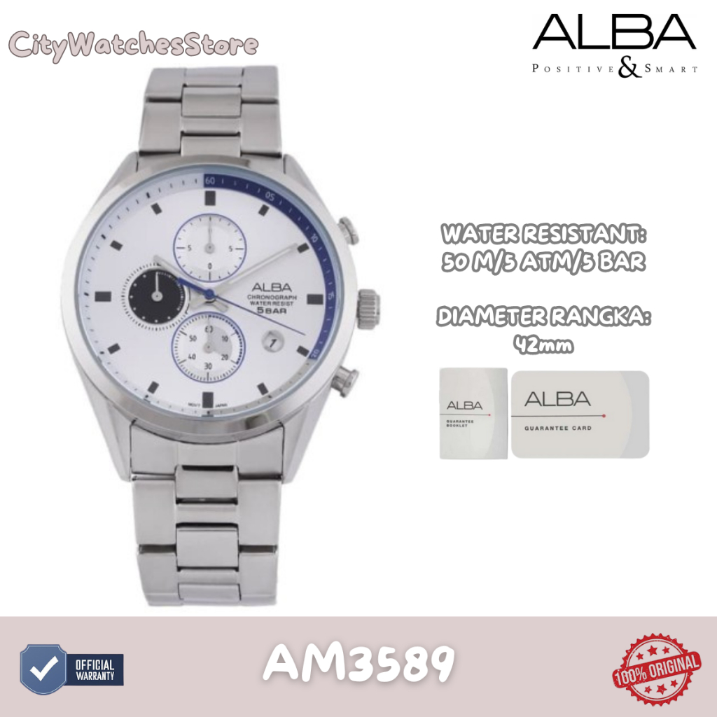 10.10 SALE | Jam Tangan Pria Analog Original Alba Tali Rantai Stainless Steel Anti Air Anti Karat Or