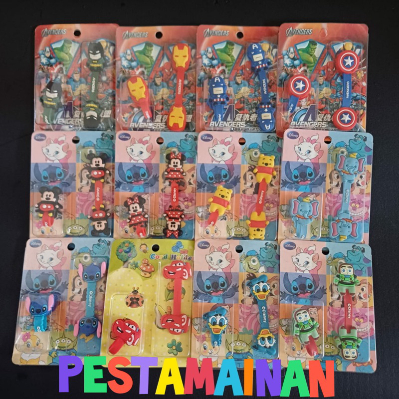 Jepitan kabel karakter disney cable winder cord hold pengikat tali klip penggulung docking penjepit 