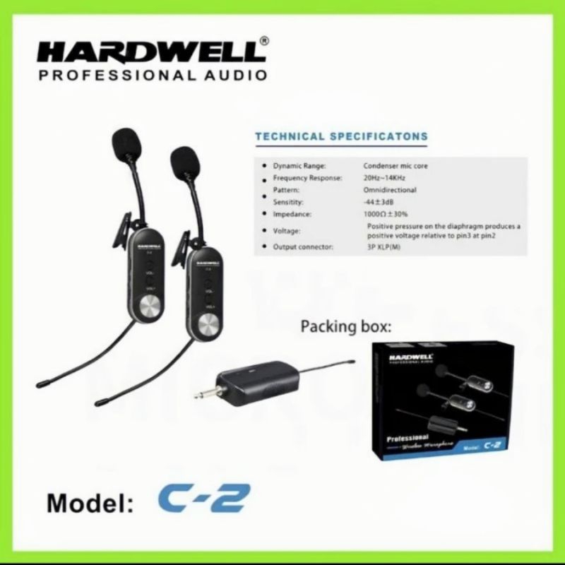 Microphone Wireless Hardwell C-2 C2 Clip On Mikrofon hardwell c2 mic imam mik mc
