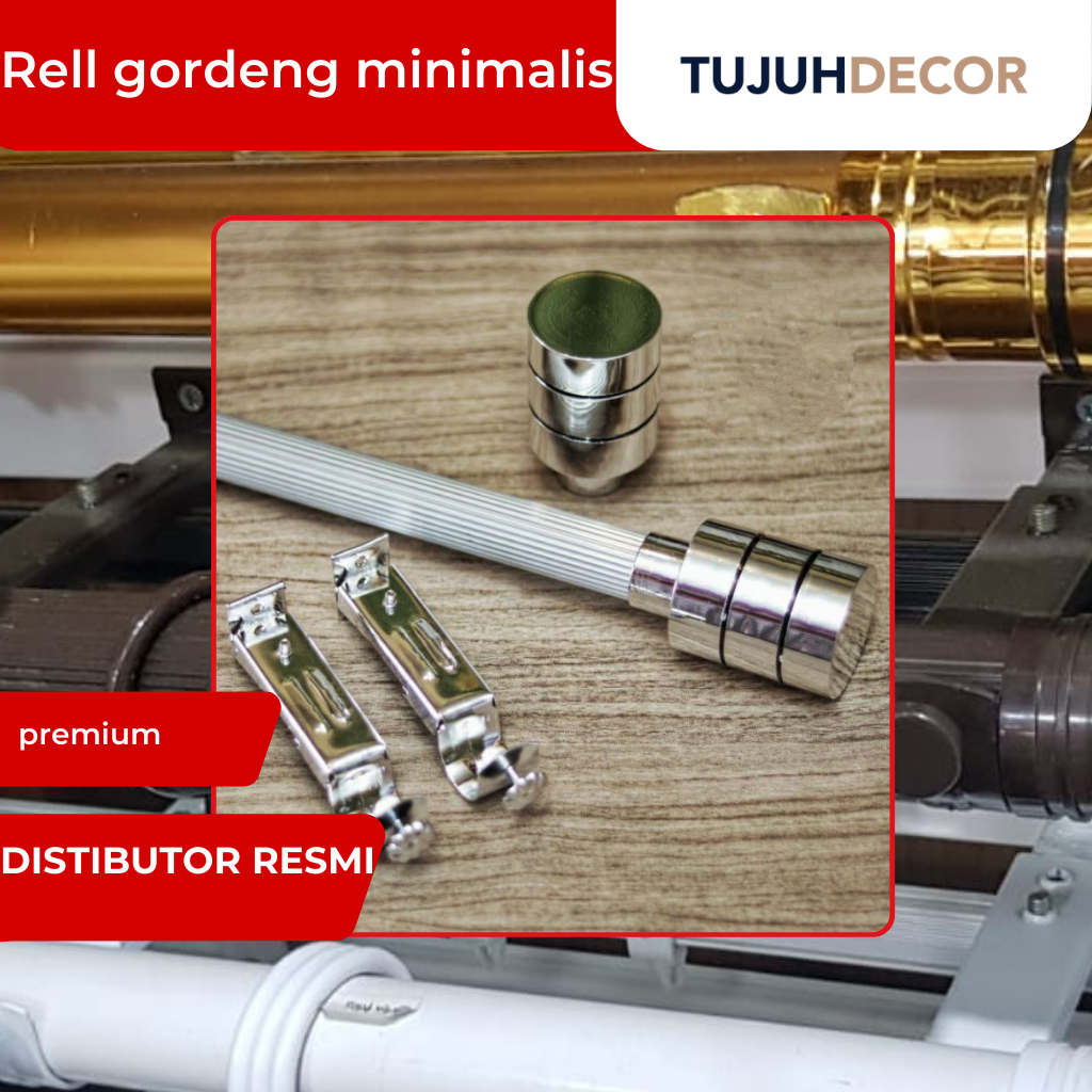 Rel Gorden Minimalis Full Set Batang Tiang Penyangga Gorden Rel Gorden -COSTUM ukuran