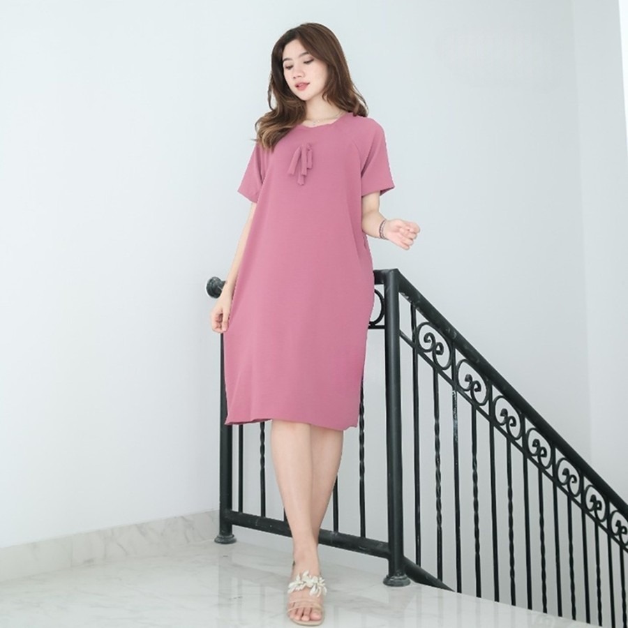 Azka Dress pita basic polos crinkle premium//dress wanita basic terbaru