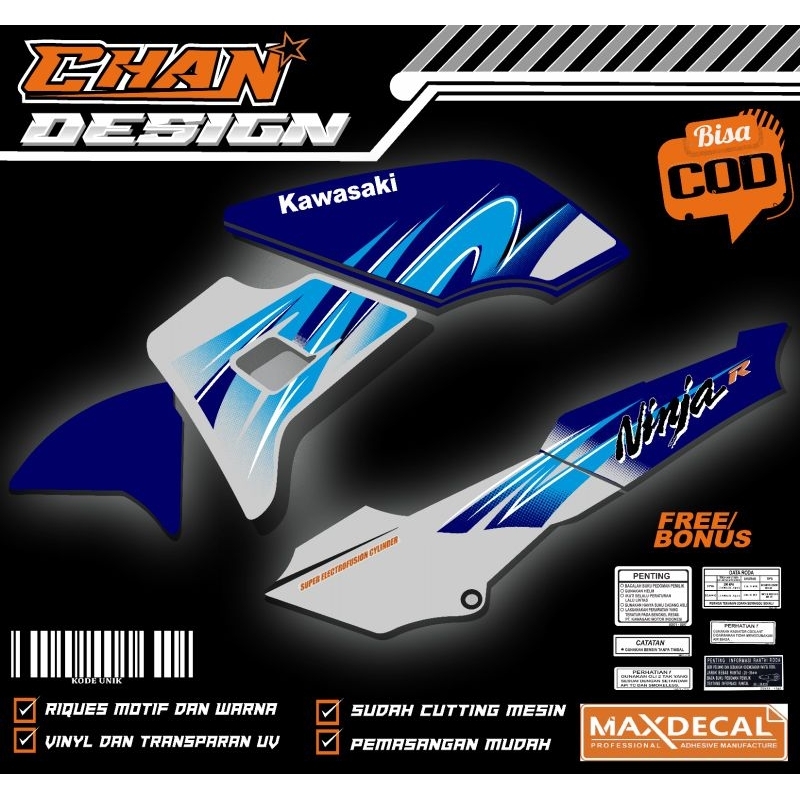 Stiker Striping Ninja Kawasaki KIS Biru Custom Variasi