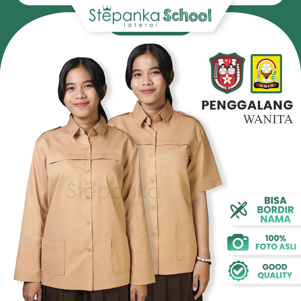 Kemeja Pramuka SD-SMP Putri / Kemeja Pramuka Penggalang /Baju Pramuka SD/Seragam SD/Stepanka Laterai