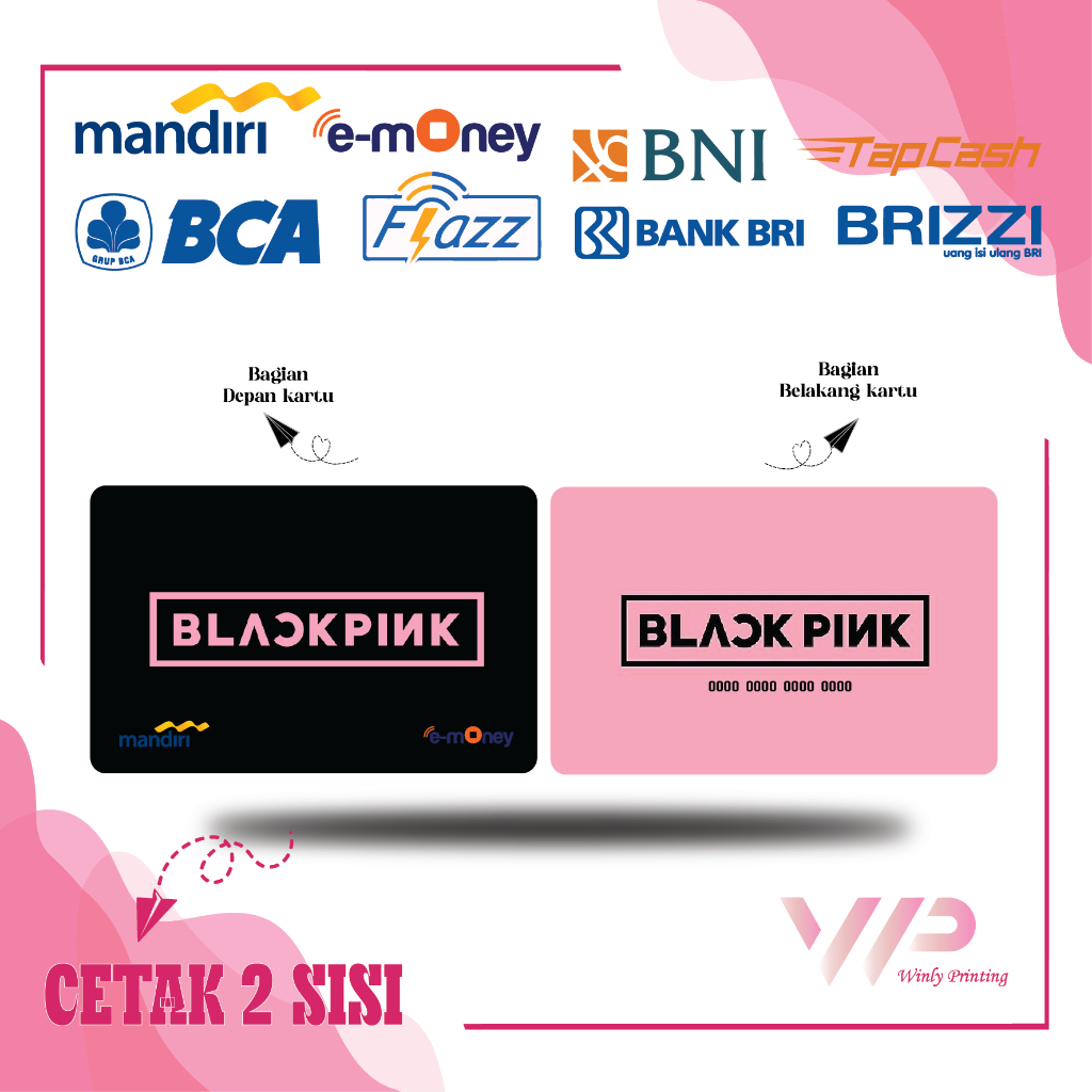 KARTU EMONEY KPOP BLACKPINK LOGO PINK KPOP KOREA IDOL E MONEY E TOLL MANDIRI FLAZZ BCA GEN 2 BNI TAP