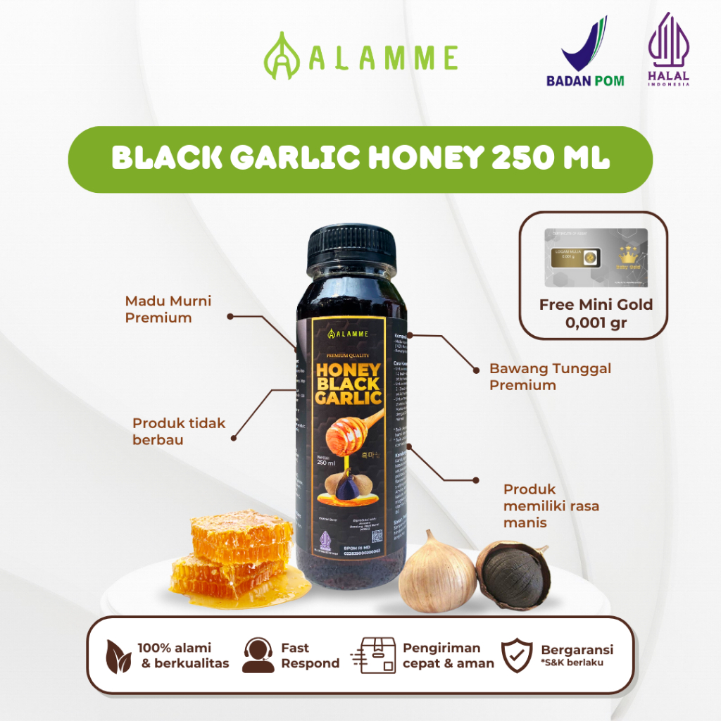 

Alamme Black Garlic Honey Madu Bawang Hitam Tunggal Lanang Premium 250ml