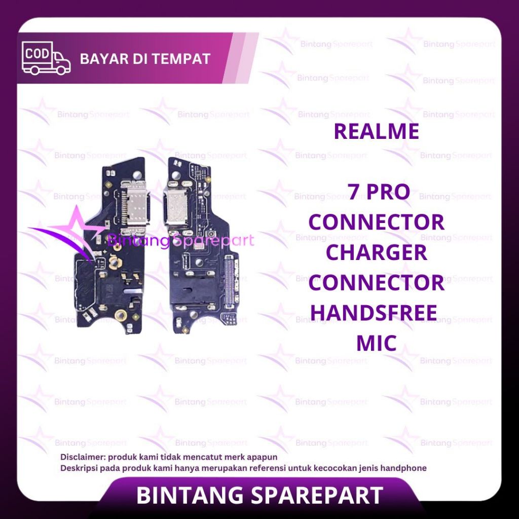 FLEXIBEL REALME 7 PRO + CONNECTOR CHARGER + CONNECTOR HANDSFREE + MIC ORI