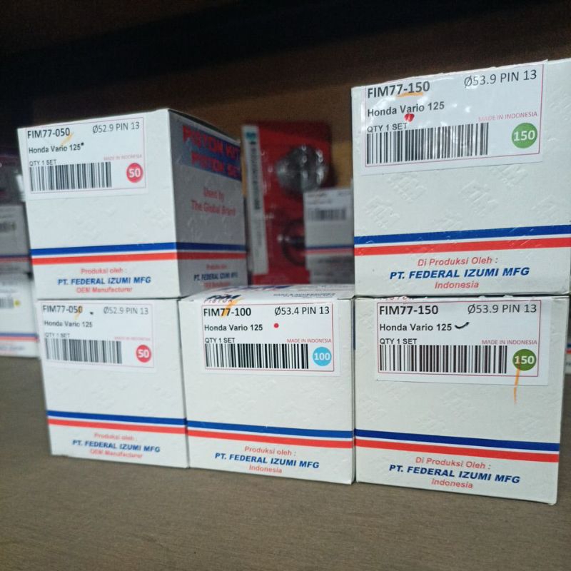 FIM77//PISTON KIT SEHER SET RING HONDA VARIO 125 STD/STANDAR 50 100 150 200 250 300 (52,4/52,9/53,4/