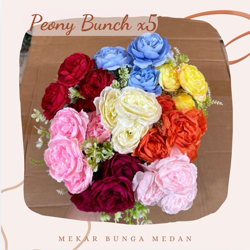 (SC 7) - Bunga Artifisial Classic Peony x5 Dekorasi Bunga Pelaminan Wedding Decor Hantaran Buket Bun