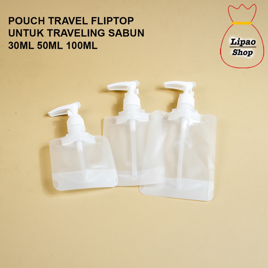 Botol Pouch Pump Tempat Sabun Traveling Kantong Shower Gel Shampoo