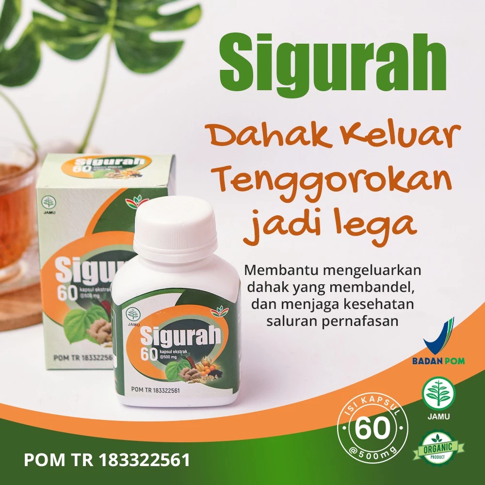 Sigurah Kapsul Gurah Herbal Lendir Suara Pengencer Dahak Alami 100% Original Isi 60 Kapsul