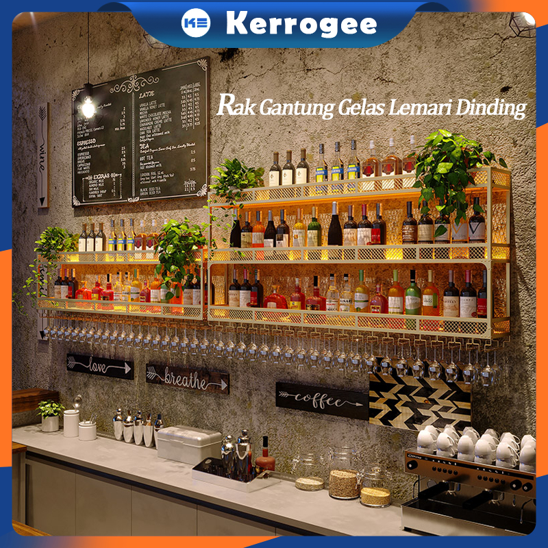 Rak Gantung Gelas Lemari Dinding Wine bar gantungan gelas gantung Rak anggur Rak Bumbu dapur Dinding