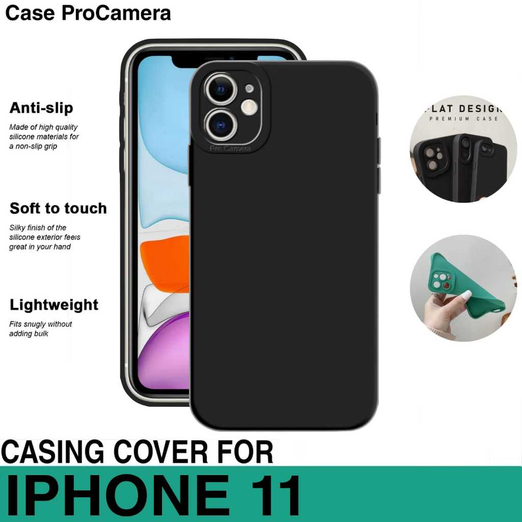 CASE IPHONE 11 SOFT CASE LIQUID PRO CAM SQUARE CASING COVER HITAM