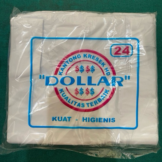 Plastik Kresek HD DOLLAR putih 24cm 100pc