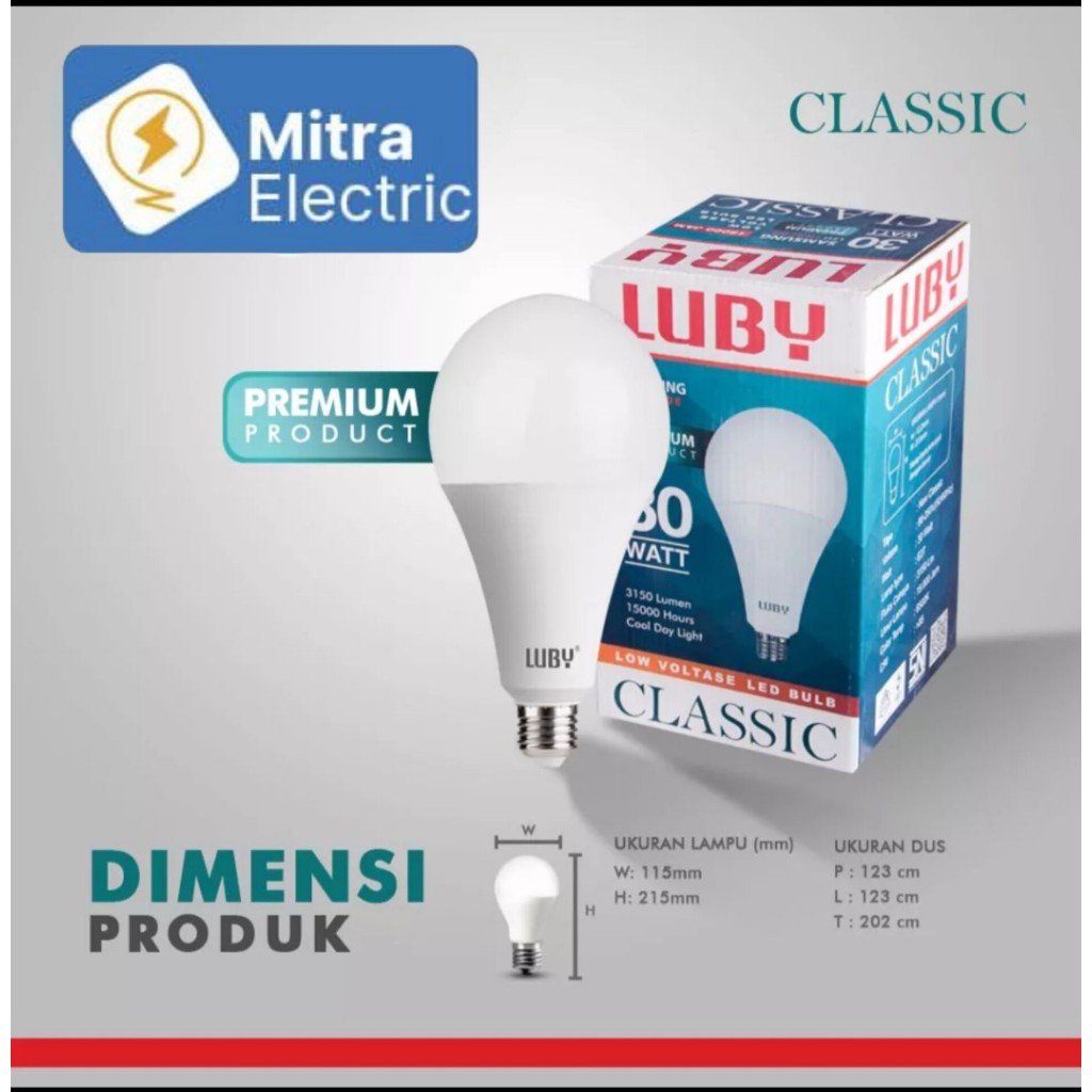 Lampu LED LUBY Classic Cahaya Putih 24W, 30W, 40W, 50W