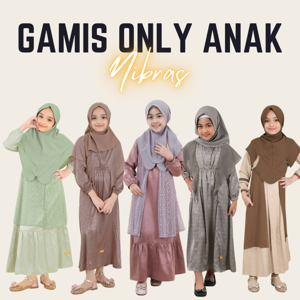 BAJU BUSANA MUSLIM GAMIS ANAK NGAJI LUCU TERBARU BAHAN ADEM BROKAT WARNA SAGE HITAM - LARAS | QANITA