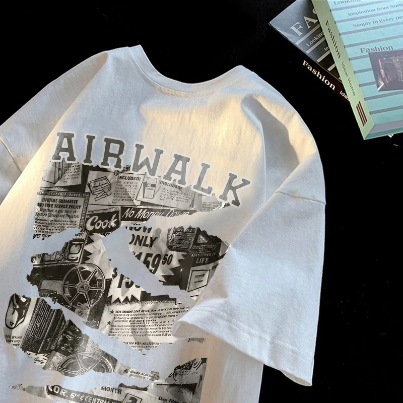 Disneay Kaos Pria T-shirt Baju Kaos Oversize | AIRWALK | Vintage Longgar Kaos Putih Pria Baju Kaos D