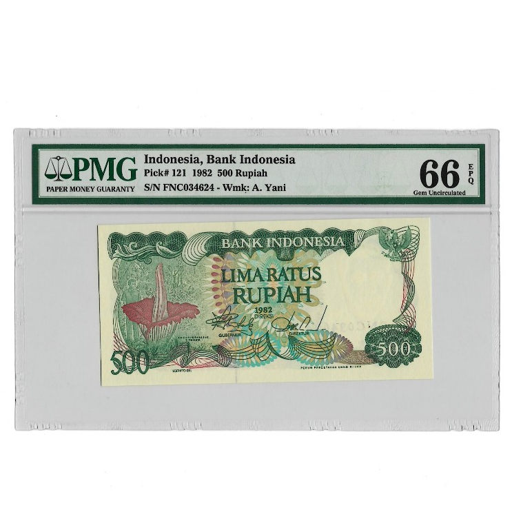 Indonesia 500 Rupiah 1982 PMG 66 Gem Uncirculated EPQ