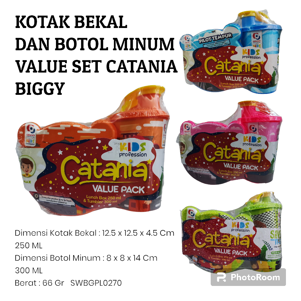 Set Hemat 2in1 Kotak makan lunchbox + botol minum set makan anak souvenir Catania Biggy