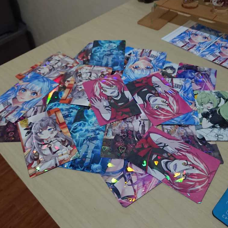 ( Min Order 9 pcs ) Photocard Hologram 2 sisi Custom laminasi hologram doff glossy glitter 2 sisi