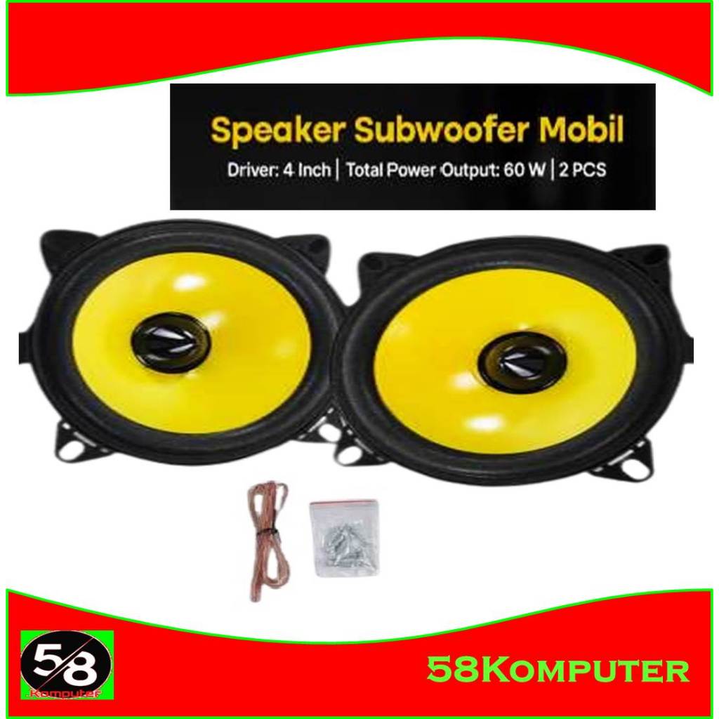 2 Pcs Speaker Subwoofer Mobil Hifi 4 Inch 60W 2 PCS Speaker Pintu Mobil Murah Speaker Mobil 4 Inch 6