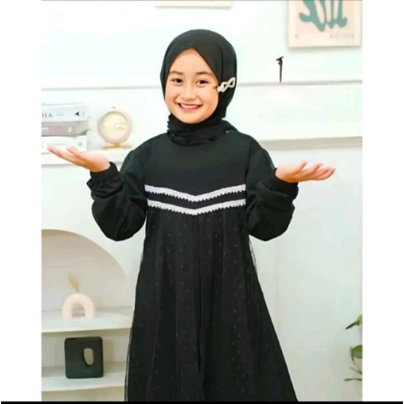 Gamis Anak 2-5 Tahun Renda Dada Mix Tile Dot