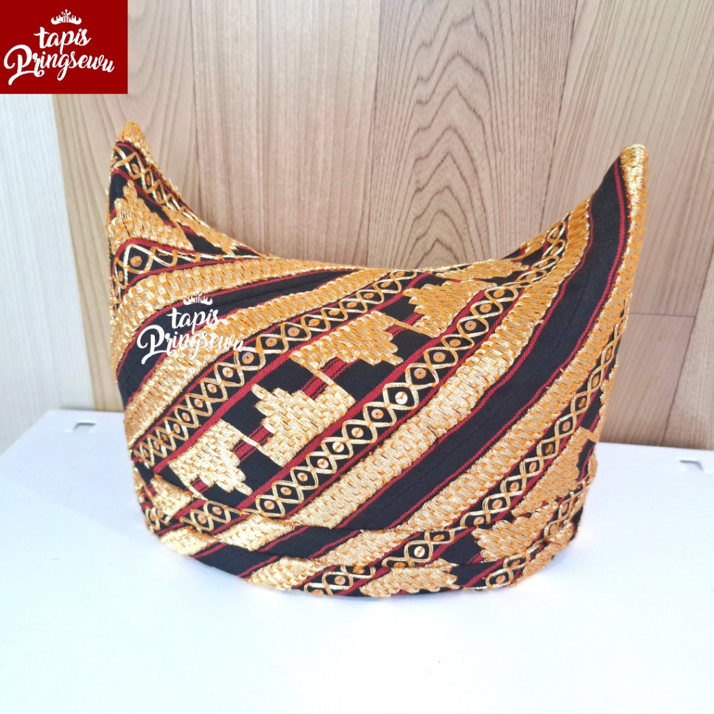TAPIS PRINGSEWU - PECI TAPIS KOPIAH TAPIS FASHION PRIA LAMPUNG MOTIF PERAHU JERAT TAJUK HITAM