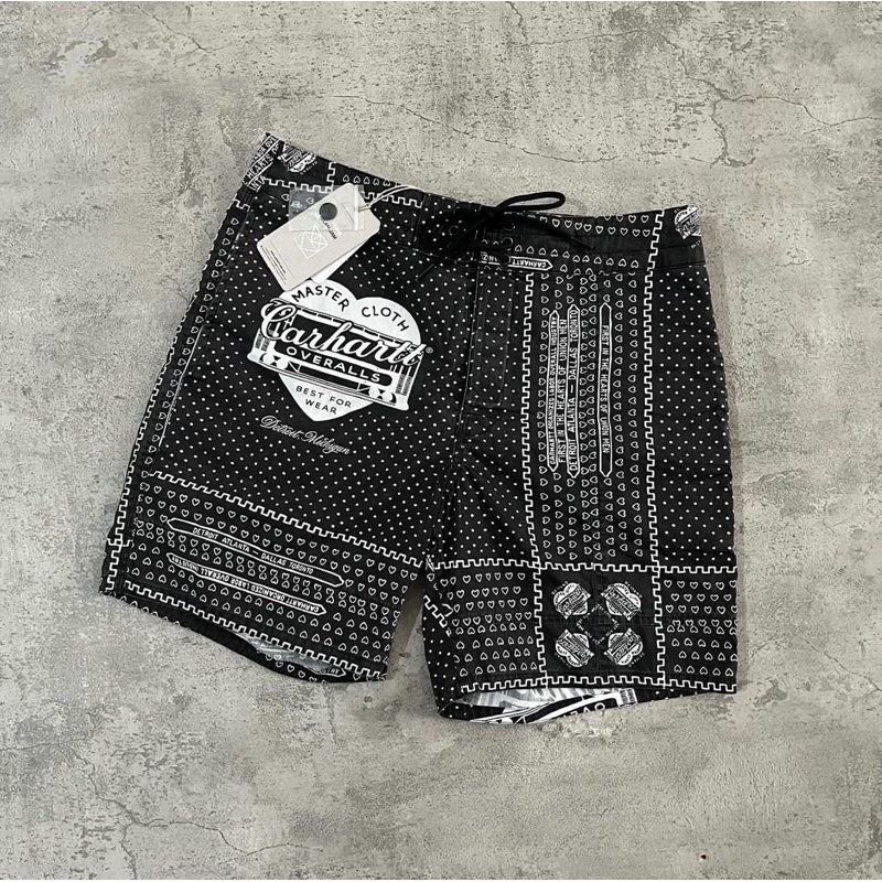 Carhartt WIP x Slam Jam Bandana Float Swim Short - Rinsed Black & White