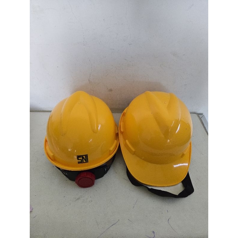 Helm proyek SNI Kuning Biru Putih / Safety helmet / Topi proyek Tebal
