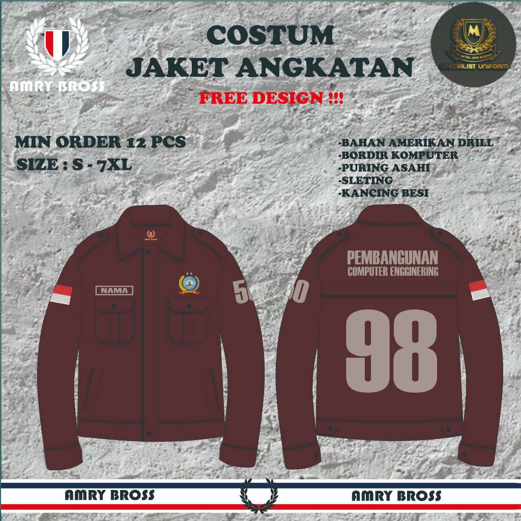 COSTUM JAKET ANGKATAN, JAKET ALMET, JAKET SEKOLAH