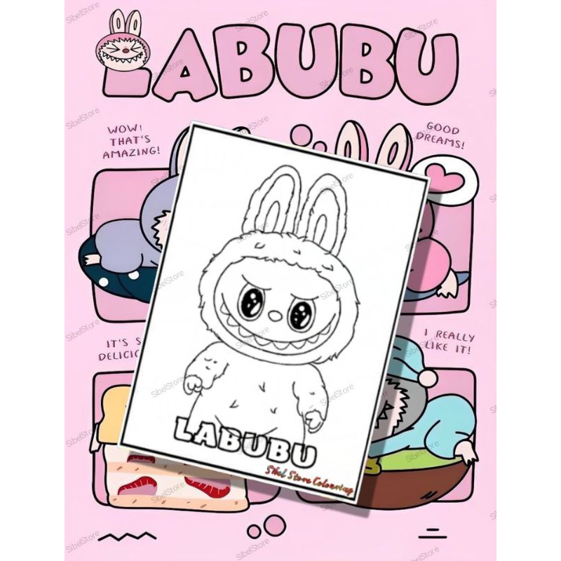 Kertas Tebal Mewarnai Gambar Labubu V1 isi 10 Lembar / Kertas Gambar Mewarnai / Kertas Gambar (10 Le