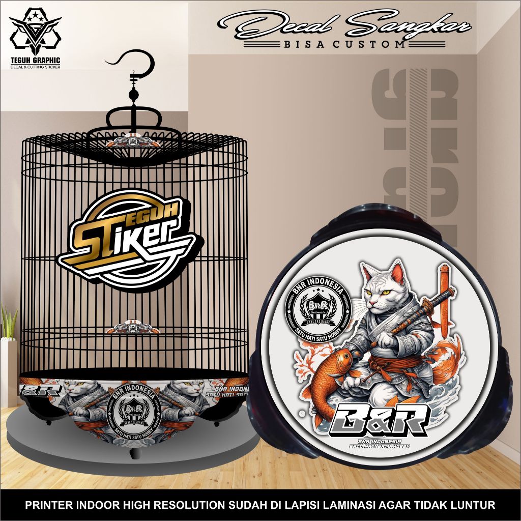 Stiker Sangkar Murai BNR Cat And Koi Japanese