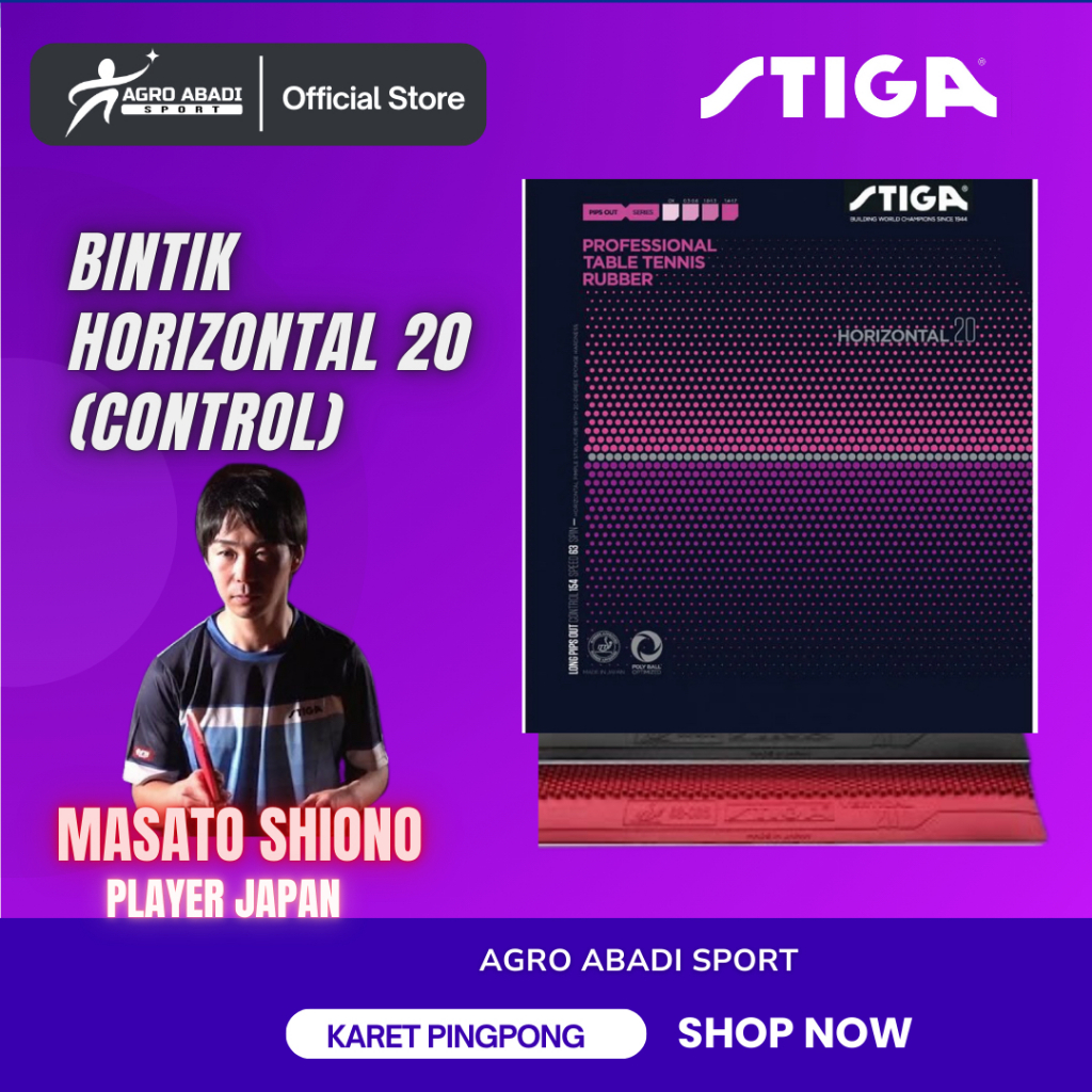 Karet Bintik HORIZONTAL Stiga (Tipe Kontrol) Karet Rubber Bintik Pingpong ITTF JTTA Original STIGA
