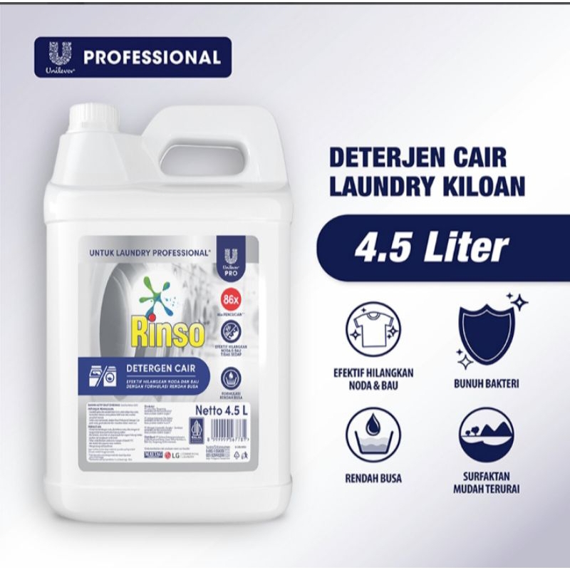RINSO MATIC PROFESIONAL DETERJEN CAIR MESIN CUCI LOUNDRY KILOAN JERIGEN 4.5L ORIGINAL PRODUK UNILEVE