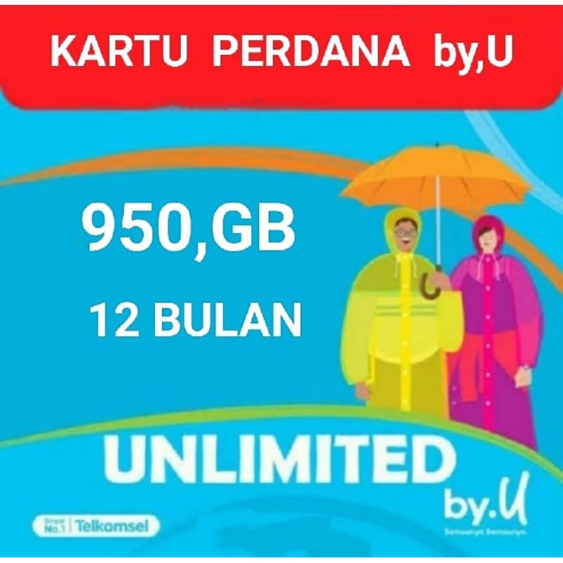 Kartu Perdana By.U Kuota 950 GB Unlimited 1 Tahun tanpa dibagi