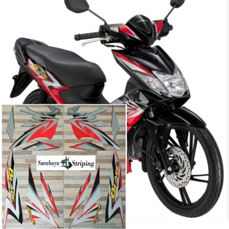 Striping sticker Honda Blade merah silver tahun 2010 2011