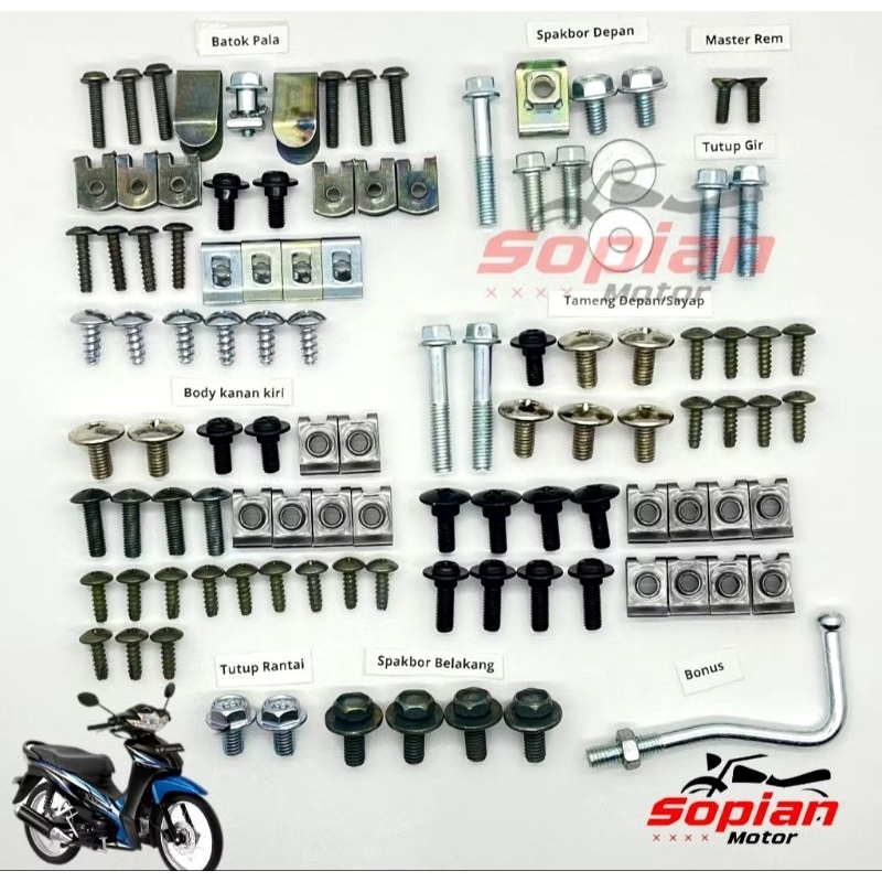 Baut Full Set Body Honda Absolute Revo / Baut Lengkap Full Bodi Revo fit
