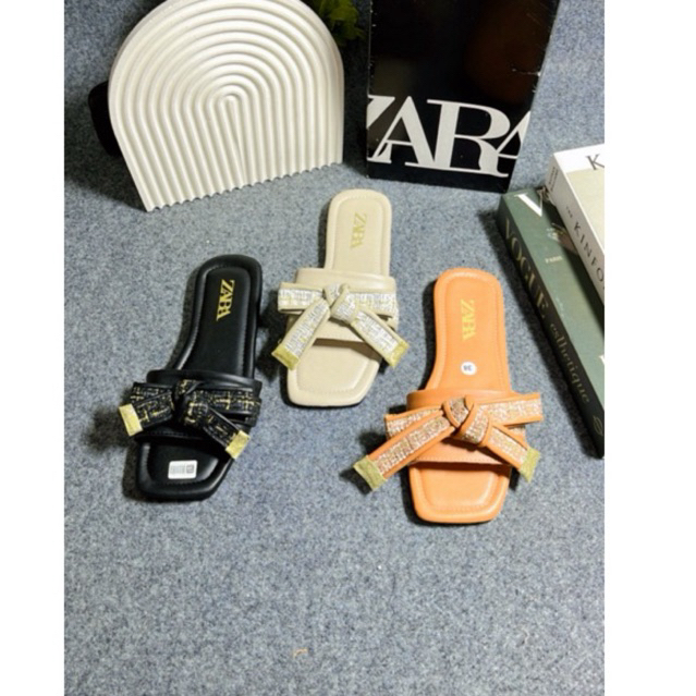 Sandal Selop Zara Flat Pita Rajut Besar Cantik Sandal Korean Style Terbaru Kode SM11