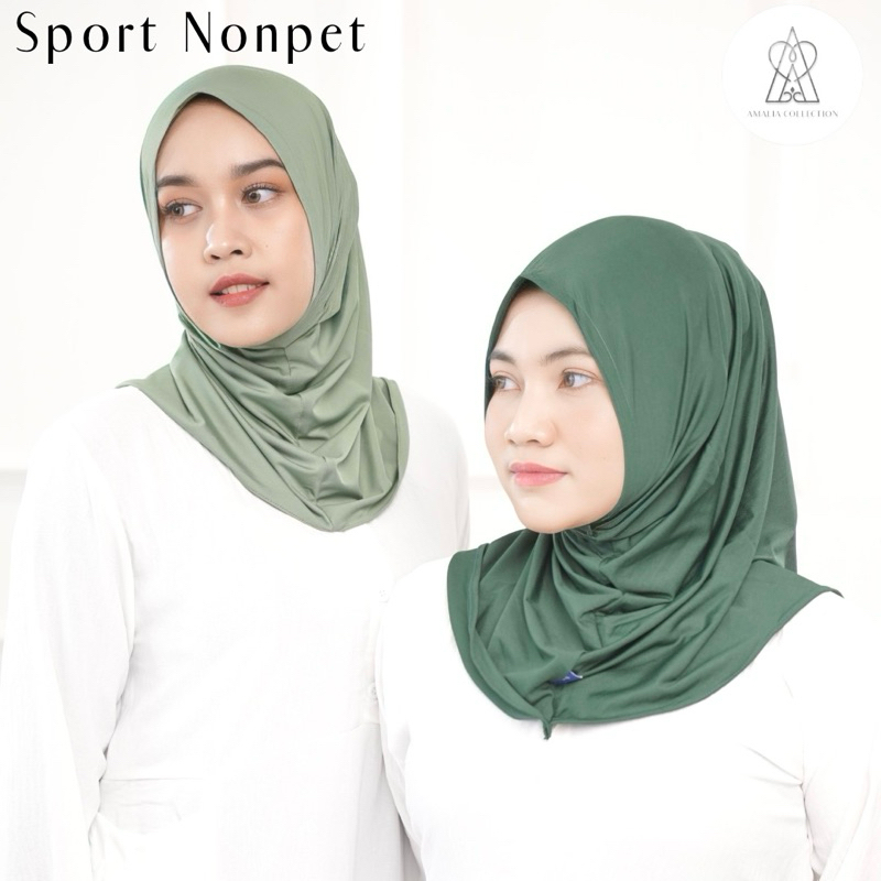 Sport Bergo Tanpa Pet / Bergo Polos Non Pad Siria Hijab Sport Olahraga / Bergo Jersey / Hijab Sport
