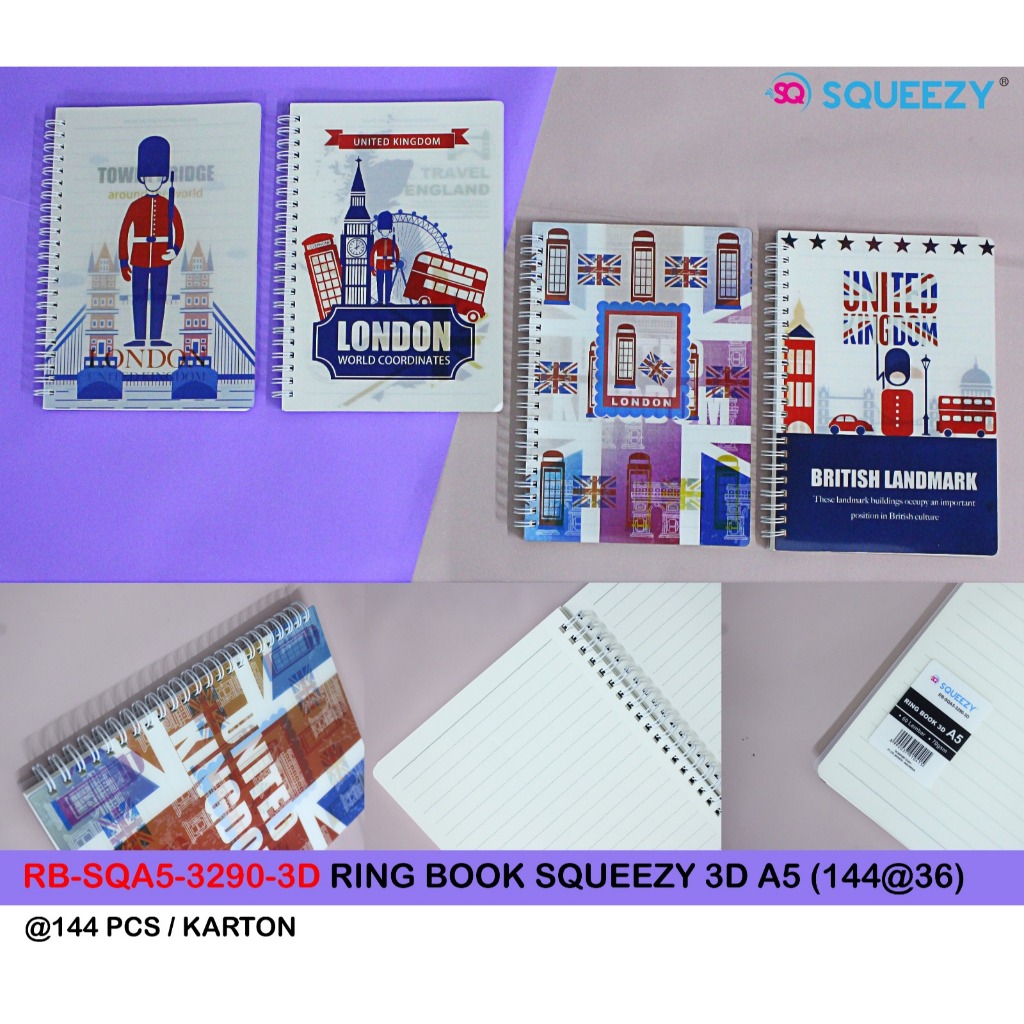 

Binder Notebook Squeezy A5 isi 60 Lembar / Notebook Binder Fancy Squeezy RB-SQA5-3290-3D-RANDOM