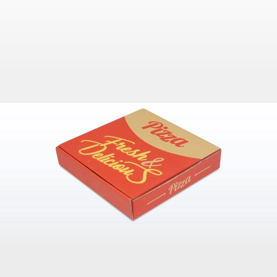 

10 Pcs Box Die Cut Pizza 21x21x4 Cm Dus Kemasan Pizza Fresh & Delicious Kotak Makanan Packaging