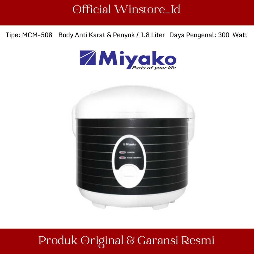 MIYAKO MAGIC COM RICE COOKER MCM-508 HITAM